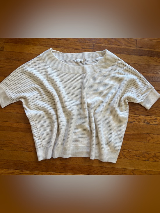 Minnie Rose Sweaters - MINNIE ROSE EUC Cream Short Dolman Sleeve Knit Sweater Caftan M L Cashmere